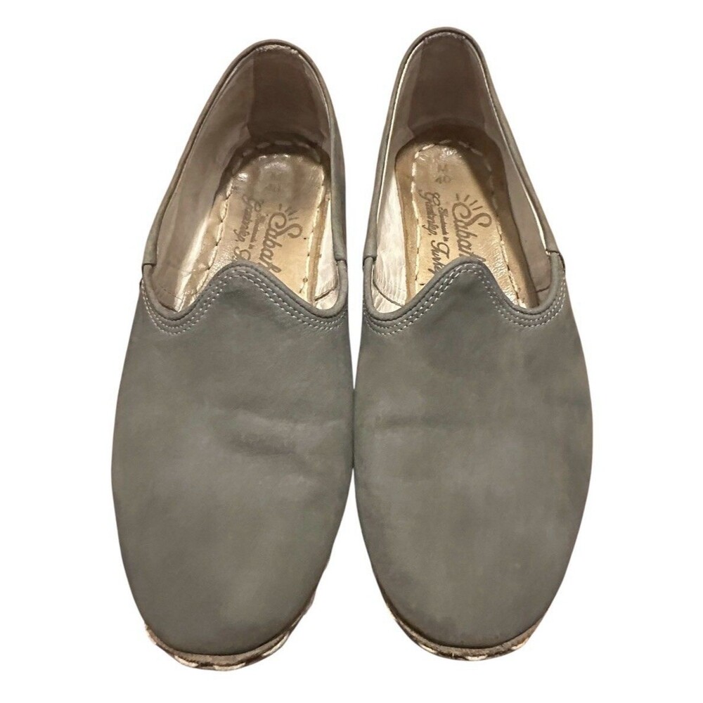 Sabah Women's Olive Green Nubuck Shoes Size 40 US 8.5 - 9 Handmade Slip On